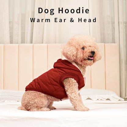 Vecomfy Fleece Lining Extra Warm Dog Hoodie in Winter,Small Dog Jacket Puppy Coats with Hooded,Red XS - color: Red, size: X-Small (Pack of 1)