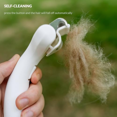 Self Cleaning Grooming Rake Brush for Shedding Gently Removes Loose Undercoat Mats Tangled Deshedding Grooming Tool for Dogs Cats Extra Wide (Black) - color: Black