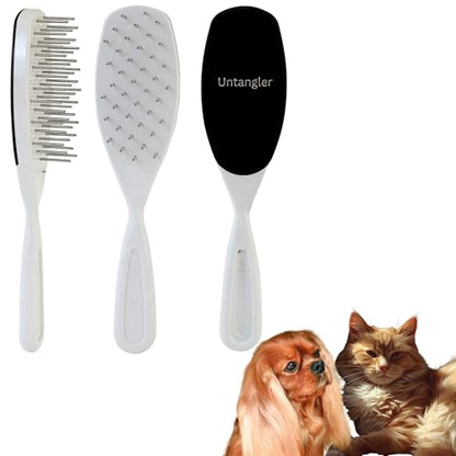 Pet Brush with Rotating Stainless Steel Teeth for Pain-Free Brushing and Cleaning