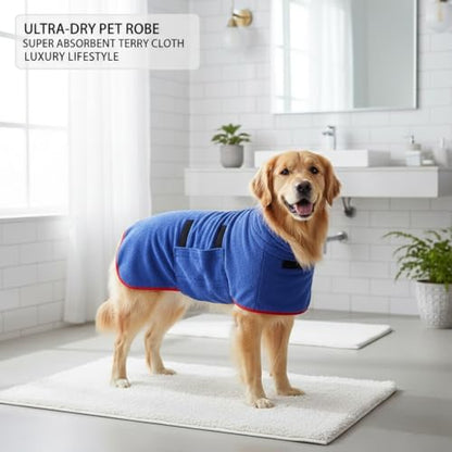 Dog Bathrobe Super Absorbent Quick Dry Microfiber Pet Drying Towel Adjustable Straps XS-XL (Blue,XS (8.8-16.5 lbs)) - color: Blue, size: XS (8.8-16.5 lbs)