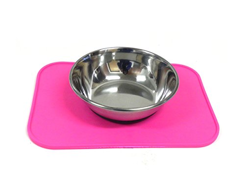 Kats'N Us Silicone Mat for Single Pet Bowl 8.5"x6" - Pink Food Grade pad - color: Pink