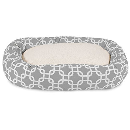 Majestic Pet 32 Inch Links Sherpa Calming Dog Bed Washable – Cozy Soft Round Dog Bed with Spine for Head Support - Fluffy Donut Dog Bed 32x23x7 (inch) – Round Pet Bed Medium - GRAY - color: Gray, style: 32 in.