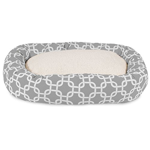 Majestic Pet 52 Inch Links Sherpa Calming Dog Bed Washable – Cozy Soft Round Dog Bed with Spine for Head Support - Fluffy Donut Dog Bed 52x35x11 (inch) – Round Pet Bed X- Large - GRAY - color: Gray, style: 52 in.