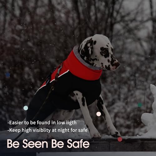 IECOii Extra Warm Reflective Adjustable Dog Jacket - Winter Coat with Buckle Fleece Turtleneck for Small to Extra Large Dogs - color: Red, size: Small(Chest:12.6-16.5 in)