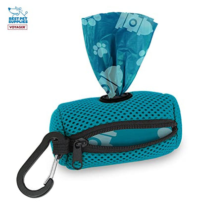Best Pet Supplies 강아지 배변 봉투 홀더 목줄 부착물, 15개의 가방 포함, 터키석, 여행, 산책, 공원 및 실외 사용을 위한 재사용 가능한 메시 디스펜서 파우치, 클립온으로 부드럽고 내구성이 뛰어납니다 - color: 메시(터키석), size: 1 개(1 팩)