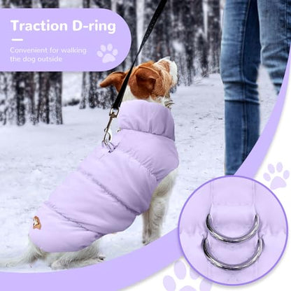 ABRRLO Winter Warm Dog Jacket for Small Medium Dogs Cat Cold Weather Coats with Harness Paded Dogs Fleece Vest Waterproof Windproof Dog Snow Jacket Pet Puppy Clothes (Purple,S) - color: Purple, size: Small
