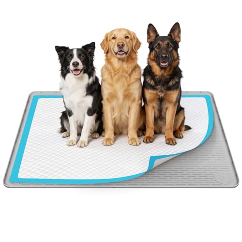 57" x40" Pee Pad Holder for Dogs Puppy Pad Holder Extra Large Silicone Pee Tray for Dog Training Floor Protection Raised Edge Dog Potty Tray, No Pee Pads(Light Grey) - color: 57" X40"light Grey