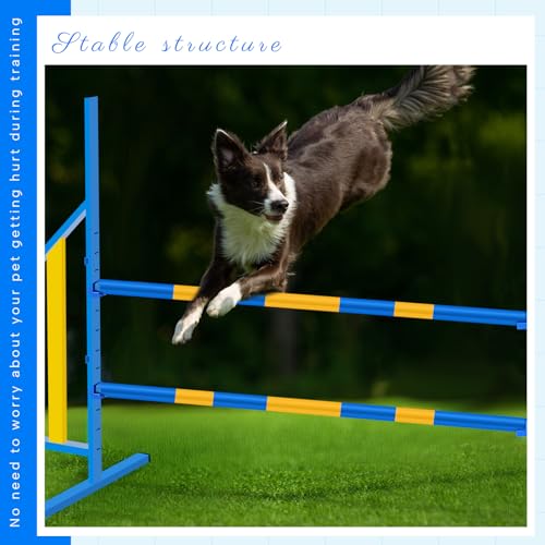 Seenelling Agility Wing Jumps with Bar Dog Training Hedge Metal Frame Adjustable Pet Hurdles Jump Bars High Stability for Indoor Outdoor Dog Pet Agility Course Game