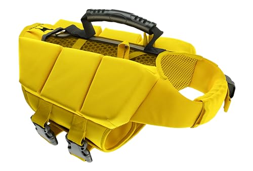 NOAH & PAW Dog Life Jacket, Human Standards Lifejacket Design, Dog Life Vest for Swimming and Boating, 3X Foam Support for Max Floating, Breathable Mesh, Salvavidas para Perros, Size S - color: Yellow, size: S