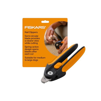 Fiskars Pet Large Nail Clippers, Cat and Dog Nail Trimmers for Grooming, Pet Supplies with Semi-Circular Blade & SoftGrip Handle with Safety Lock, 5.75”, Orange/Black - size: Large