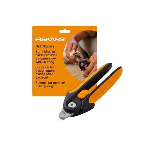 Fiskars Pet Large Nail Clippers, Cat and Dog Nail Trimmers for Grooming, Pet Supplies with Semi-Circular Blade & SoftGrip Handle with Safety Lock, 5.75”, Orange/Black - size: Large