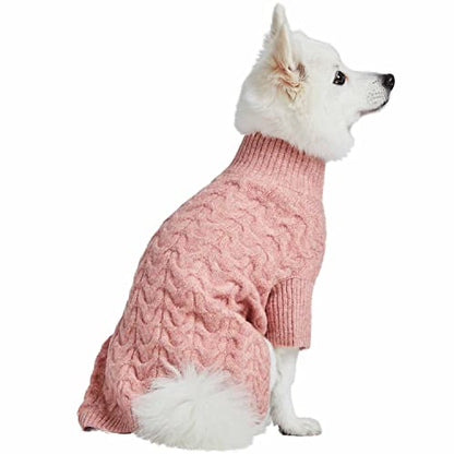 Blueberry Pet Classic Fuzzy Textured Knit Pullover Turtle-Neck Dog Sweater in Rainbow Pink, Back Length 14", Pack of 1 Clothes for Dogs - color: Rainbow Pink, Turtle-neck, size: 14 inch