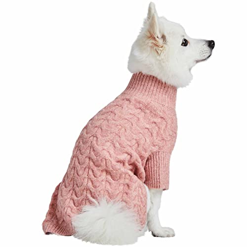 Blueberry Pet Classic Fuzzy Textured Knit Pullover Turtle-Neck Dog Sweater in Rainbow Pink, Back Length 14", Pack of 1 Clothes for Dogs - color: Rainbow Pink, Turtle-neck, size: 14 inch