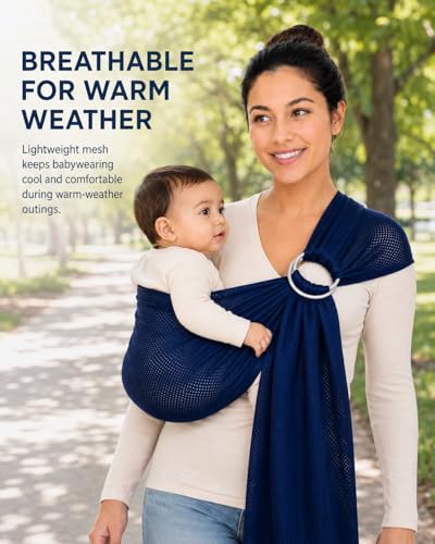 Breathable Mesh Ring Sling Baby Carrier for Infant and Toddler, Lightweight Quick Dry Baby Wrap Carrier for Warm Weather, Travel, Outdoor Walks and Daily Use, Blue - color: Blue