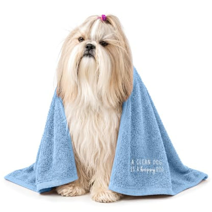 DAN RIVER Dog Towel - Pack of 1, 100% Cotton, 20x40, Ultra Soft 450 GSM, Super Absorbent & Quick Drying Towel for Dogs, Cats, and Other Pets, Riviera. - color: Riviera