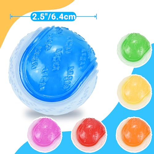 LECHONG Glow Dog Ball, 2.5” Squeaky Dog Toy Ball, Dog Rubber Ball Toys for Small and Medium Dogs, Durable Dog Fetch Toys Puppy Chew Toys Pack of 6 - color: S6-glow