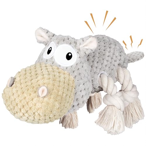 TOOPTATE Dog Toys for Aggressive Chewers - Squeaky Dog Toys to Keep Them Busy for Large Dogs (Gray, Medium) - color: Gray, size: Medium