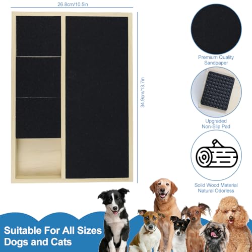 Dog Nail Scratch Pad with Treat Box, Jaxbo Durable Portable Dog Scratch Filing Pad for All Dogs, Wooden Cat Nail Scraper Board for Indoor/Outdoor Training