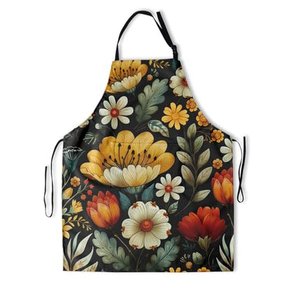 Sweetshow Cute Dog Apron with 2 Pockets and Adjustable Neck Waterproof Kitchen Cooking Dog Grooming Aprons for Women Men - color: Flower