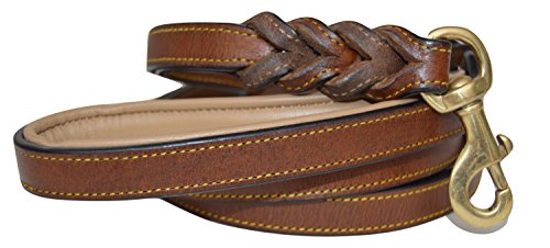 6 Foot Braided Leather Dog Leash with Traffic Handle, Two Handles for Training and Safety, Double Your Control with 2 Locations, Lead for Large and Medium Dogs Brown 6ft x 3/4 Inch - color: Brown