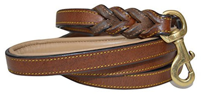 6 Foot Braided Leather Dog Leash with Traffic Handle, Two Handles for Training and Safety, Double Your Control with 2 Locations, Lead for Large and Medium Dogs Brown 6ft x 3/4 Inch - color: Brown
