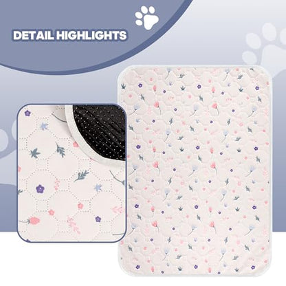 2'Pcs Washable Pee Pads, Reusable Puppy Pet Training Pads, Waterproof Dog Crate, Whelping Pad, Non-Slip Protects Against Urine Leakage Pinkishwhite Large - color: Pinkishwhite, size: Large