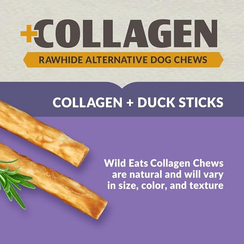 Wild Eats Real Duck Collagen Bully Sticks for Dogs (25 Pack,5 Inch) Long Lasting Dog Chews No Hide Dog Treat Bully Stick Alternative, Rawhide Free, Grain Free, High Protein - size: 5.7 Ounce (Pack of 25)
