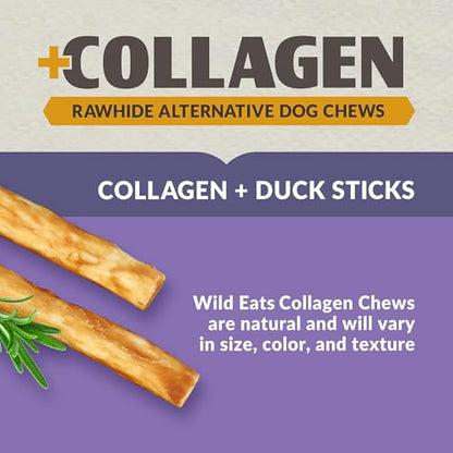 Wild Eats Real Duck Collagen Bully Sticks for Dogs (25 Pack,5 Inch) Long Lasting Dog Chews No Hide Dog Treat Bully Stick Alternative, Rawhide Free, Grain Free, High Protein - size: 5.7 Ounce (Pack of 25)