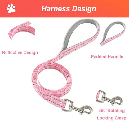 Hipubby Dog Harness Small Sized and Leash Set, No Pull Soft Mesh Puppy Vest, Reflective Breathable Lightweight Pet Harness, Harness for Small Medium Dogs and Cats - Light Pink XXS - color: Light Pink, size: XXS (Chest: 11"-12.5")