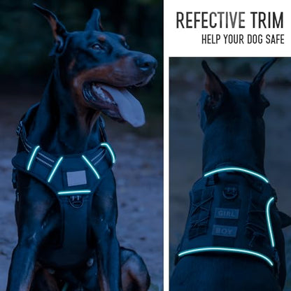 Tactical Dog Harness for Medium & Large Dogs, Black Adjustable No-Pull Control with Handle, Heavy Duty Reflective Vest - Size S - color: Black, size: S