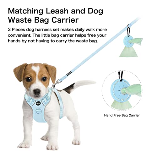 Petmolico Dog Harness for Small Dogs, Cute Harness Vest with Two Leash Clips and Soft Handle, Reflective Easy Walk Puppy Vest - Light Blue, Small - color: Light Blue, size: Small