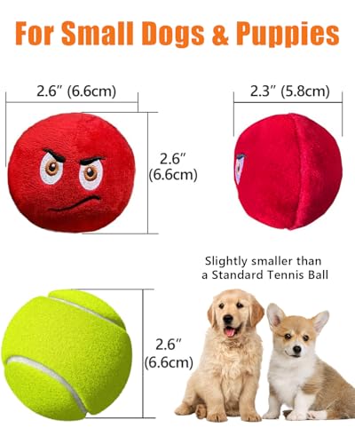 Squeaky Dog Toys, Stuffed Plush Puppy Toy Balls to Keep Them Busy, (12 Pack) Interactive Funny Pet Ball with Squeaker for Puppies Small Breed Dogs - style: Small 2.6" (12 Pack)
