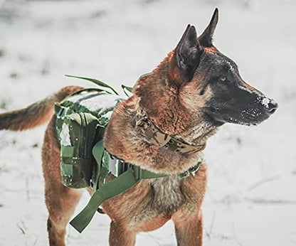 Tactical Dog Collar with Handle - Military Adjustable Dog Training Collar Soft Nylon and Heavy Duty Metal Buckle for Medium Large Dogs - with Patch (Camo with Patch, Large) - color: Camo with Patch, size: Large
