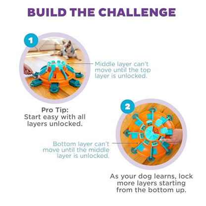 Outward Hound by Nina Ottosson Tower of Treats Level 4 Expert Dog Treat Puzzle for Enrichment, Orange - color: Tower of Treats (Orange, Blue)