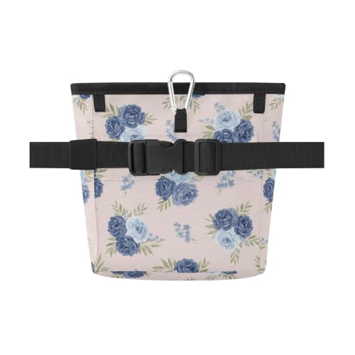Flower Water-Resistant Dog Treat Pouch, 3 Ways to Wear Treat Bag with Magnetic Closure & Reflective Strip, Hands-Free for Pet Training, Walking