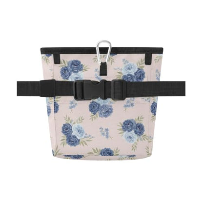 Flower Water-Resistant Dog Treat Pouch, 3 Ways to Wear Treat Bag with Magnetic Closure & Reflective Strip, Hands-Free for Pet Training, Walking