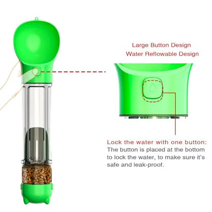 DoqiPaw Dog Travel Water Bottle Leak Proof No Spill Lead Leash Waterer Feeder Accessory Alternative to Dispenser Portable Pet Bowl Large Dogs(500ml) (Green) - color: Green