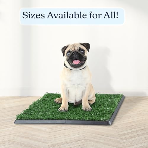 PETMAKER Artificial Grass Puppy Pee Pad with Tray, Reusable Dog Potty Training Mat for Indoor & Outdoor Use, Easy Clean Artificial Turf Surface for Dogs and Small Pets, Fake Grass Potty - size: Small 4-Layer System