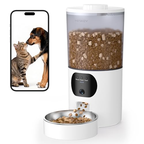 2K 카메라가 있는 자동 고양이 피더, 5G/2.4G Wi-Fi 6.5L 스마트 반려동물 피더, 고양이 및 소형견용, 야간 시야가 있는 자동 강아지 피더, 양방향 오디오, 동작 감지, 수유 일정 및 앱 제어