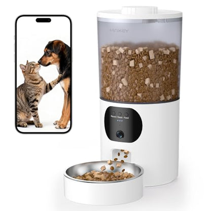 2K 카메라가 있는 자동 고양이 피더, 5G/2.4G Wi-Fi 6.5L 스마트 반려동물 피더, 고양이 및 소형견용, 야간 시야가 있는 자동 강아지 피더, 양방향 오디오, 동작 감지, 수유 일정 및 앱 제어