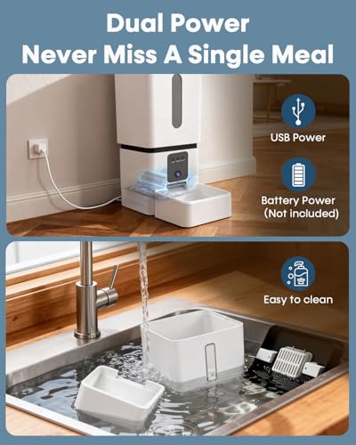 Automatic Dog Feeder Large Breed with Camera - 12L/50 Cups Anti-Clog Dog Food Dispenser for Kibble up to 20mm/0.78 in - WiFi App Scheduling & HD 1080P Camera for Remote Mealtime Check-Ins by Yakry - size: 12L