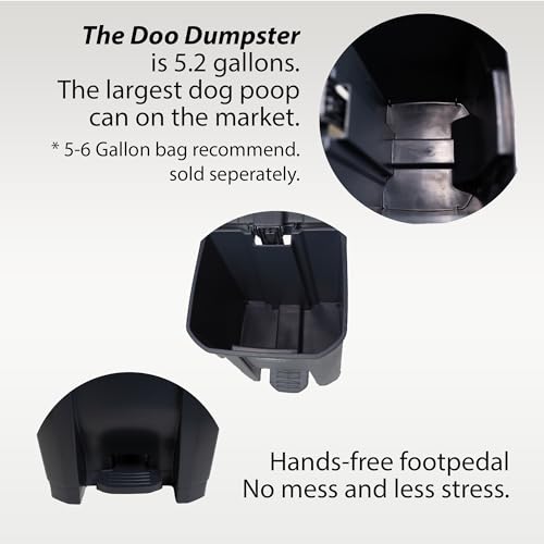 Doo Dumpster Set! (Fully Assembled) 5.2 GALLONS - The Biggest Outdoor Dog Poop Can On The Market. Odor Free, Dog Poop Can with Poop Scoop, Lid & Step Pedal, Outdoor Waste Can