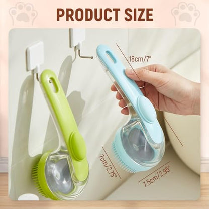 2026 New Dog Bath Brush Soft Silicone Bristle for Bathing Pets Grooming Massage BrushPet Bath Brush with Shampoo Dispenser, (blue-b) - color: blue-b
