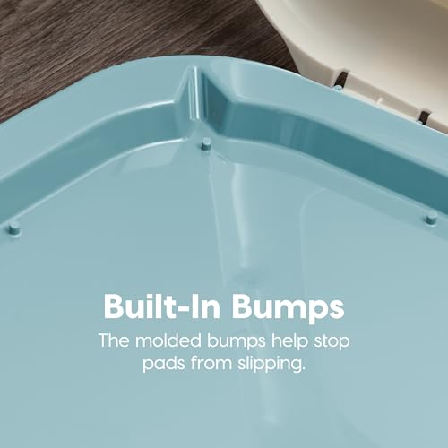 IRIS USA Pee Pad Holder for Dogs and Puppies, Potty Training Tray with Secured Latches, Non-Skid Feet, Leak Protection, Easy Clean Surface, Fits 17"x 23" Puppy Pads Size, Blue - color: Blue, size: 17" x 23"