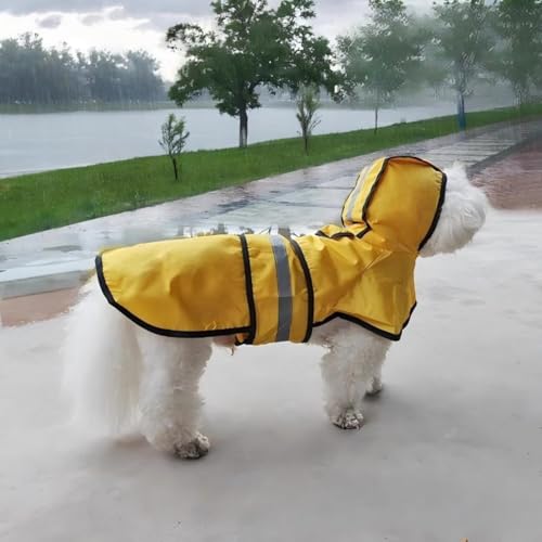 Waterproof Dog Raincoat, Adjustable Lightweight Rain Jacket, Suitable for Outdoor Walking, Hiking, Camping, All Season, 1 Piece (Yellow, Large) - color: YELLOW, size: Large