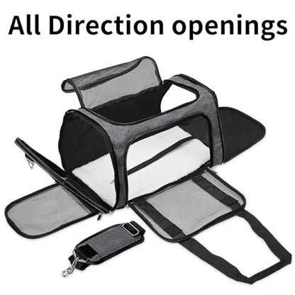 Soft-Sided Cat/Dog/Pet Carrier, Collapsible Pets Travel Carriers for Big Cats/Small Dogs with Shoulder Strap & Removable Mat, Mesh Puppy Carry Bag, Up to 16 Lbs, TSA Airline Approved(Dark Grey) - color: Dark Grey, size: 17"L x 11"W x 11"H