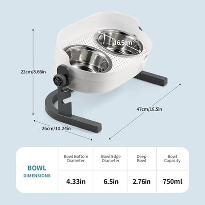 All for Paws Elevated Dog Bowls, Stainless Steel Food & Water Bowls, Height Adjustable Raised Cat Feeder Mess Proof Pet Feeding Bowls for Small to Large Size Dogs - size: Large