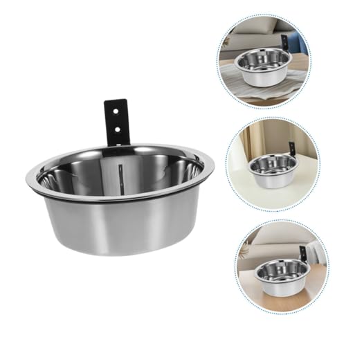 POPETPOP Wall Mounted Elevated Dog Bowl Set 2 Stainless Steel Hanging PET Feeding Stations for Dogs Adjustable Height Food and Water Bowls Easy Installation