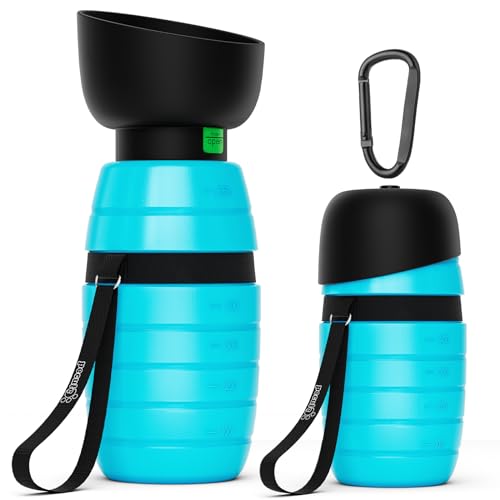 Pecute Portable 22 oz Dog Water Bottle, 2 in 1 Dog Water Bottle Bowl Leakproof with Double Seal, BPA Free, Lightweight, Pet Water Bottel Dispenser for Outdoor Walking Triping Hiking Camping Travels | Pet Water Dispenser Portable for Outdoor Walking Hiking