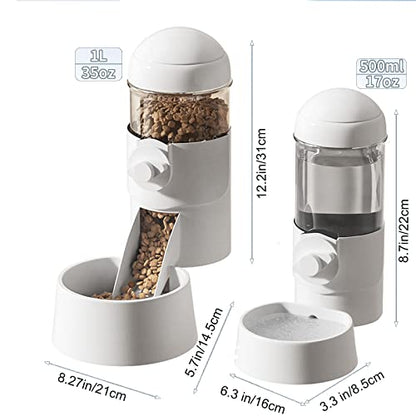 Pet Dog Cat Hanging Automatic Feeders Drinking Bowls, Auto Gravity Rabbits Feeder Water Set, Cage Pet Feeding Bowls Dispenser for Cats Dogs Puppy, Rabbit Hamsters Chinchilla Hedgehog (White-Water) - color: White-water
